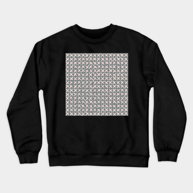 Deepest steel blue and mellow cream Lines and obliques Joining together in geometric imperfection to create a faux Crosstitch pattern Crewneck Sweatshirt by FrancesPoff